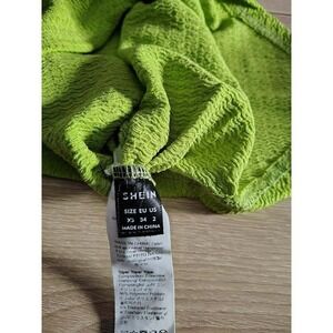 SHEIN Women's Lime Green Textured‎ One Shoulder Top XS EU 34 US 2
